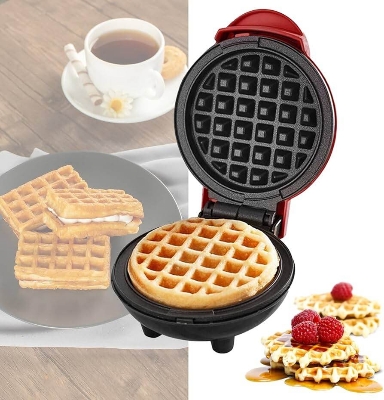 Picture of Mini Electric Waffle Maker & Pancake Griddle — Compact Portable Breakfast Machine - Multicolor