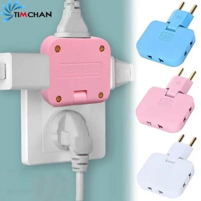 Picture of 3-in-1 Multi Plug Adapter Socket | EU to BD Converter | 180° Rotating Travel AC Adapter | High Power 3 Socket Extension | Multicolor 
