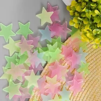 Picture of 100 Pcs 30cm 3D Star Luminous Wall Stickers - Multicolor