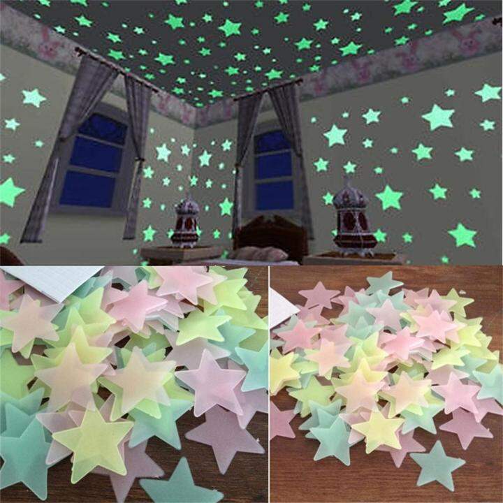 Picture of 100 Pcs 30cm 3D Star Luminous Wall Stickers - Multicolor