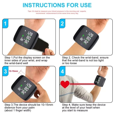 Picture of Brand New Automatic Rechargeable Digital Wrist type Blood Pressure Machine/ BP Machine - Black