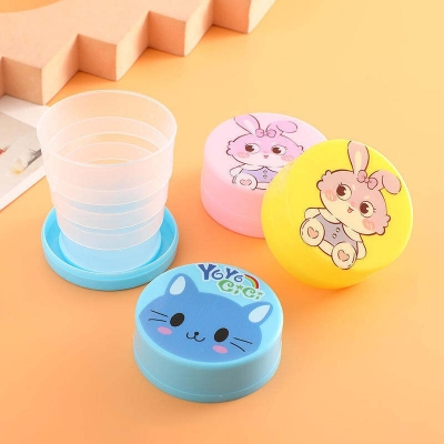 Picture of 1 Pcs Outdoor Portable Foldable Water Telescopic Cartoon Travel Cup - 120ml Mini Portable Cartoon Water Drinking Glass for Kids Multicolor 