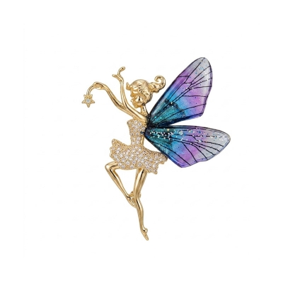Picture of Doll Butterfly Brooch Butterfly Fairy Brooch Hijab Pin for Girls and Women or sharee pinn Blue 