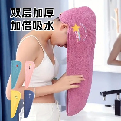 Picture of 1 Pcs Women Soft Microfiber Towels Shower Cap Towel Bath Hats for Women Dry Hair Cap Quick Drying Soft for Lady Turban Head Girl Towel  