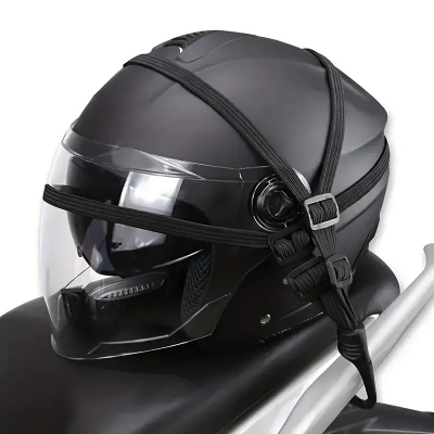 Picture of 1 Pcs Motorcycle Helmet Straps 60CM Hooks Luggage Retractable Elastic Rope Fixed Helmet Net Motorbike Accessories Black 