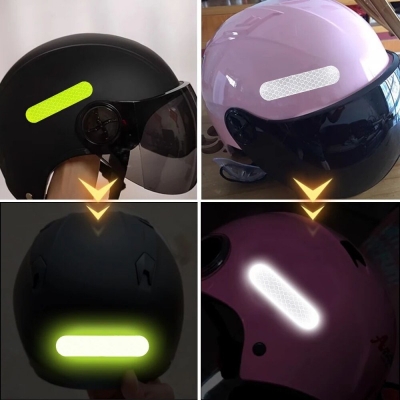 Picture of 4 Pcs Helmet Reflective Sticker Car Safety Reflective Film Night Rear Warning Electric Motorcycle  