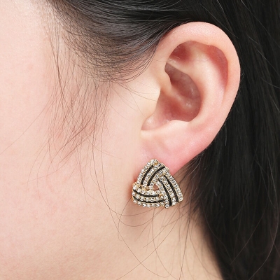 Picture of Triangle Earrings for Women Full Rhinestone Earrings 2023 Korean Fashion Cute Jewelry Gold 20 MM