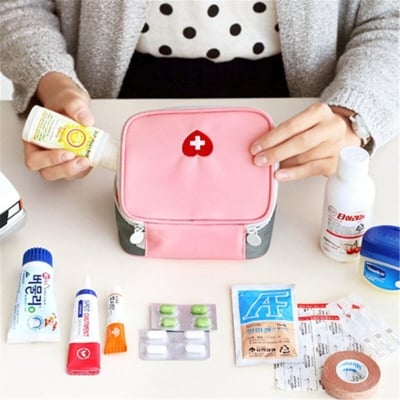 Picture of Small First Aid Bags Travel Cosmetic Organizer Insulated Medicine Bag Convenient Safety Kit for Family Outdoors Hiking Camping  