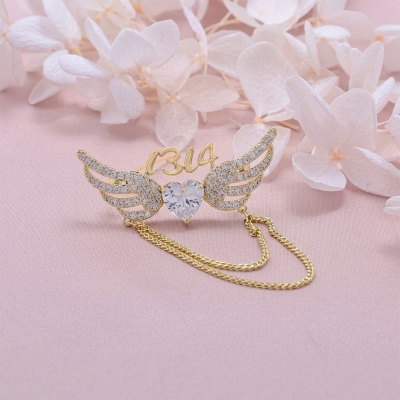 Picture of Love Angel Wings 1314 Brooch for women and girls Gold 