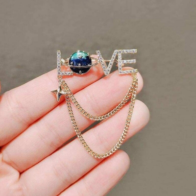 Picture of Love Latter Chain tassel Brooch for girls hijab Multicolor 