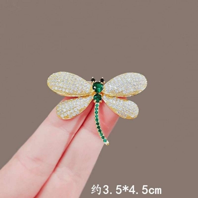 Picture of Rhinestone Luxury Dragonfly Brooch Blue & Red Hijab Safety Pin For Girls Women or sharee pin  