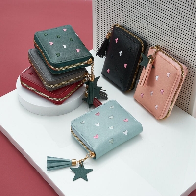 Picture of Ladies Mini Tassel Wallet or Women Wallets Zipper Pu Leather Coin Purse or Mini Key Chain Small Wallet Multi-Card Bit Card Holder Card Holder  