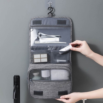Picture of Large capacity portable bathroom hanging washbag cosmetic makeup storage mens travel toiletry bag with hook  