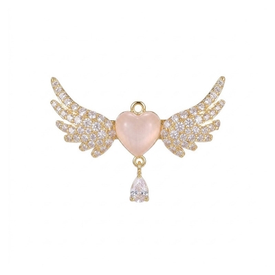 Picture of Love Angel Wings Brooch Hijab Safety Pin For Girls Women Gold 