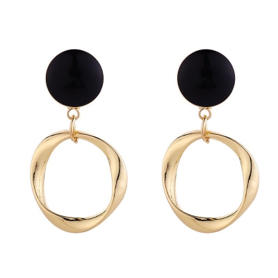 Picture of Indispensable -Black Stone Dangle Earrings for Women Full Rhinestone Flower Earrings 2022 Korean Fashion Cute Jewelry- Innovative Black 20 MM
