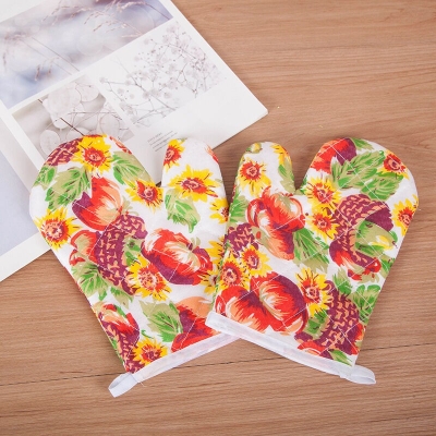 Picture of 1 Pair Kitchen Cooking Mitts Microwave Kitchen Light Thin Oven Gloves Heat Resistant Multicolor 