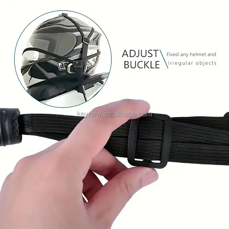 Picture of 1 Pcs Motorcycle Helmet Straps 60CM Hooks Luggage Retractable Elastic Rope Fixed Helmet Net Motorbike Accessories Black 