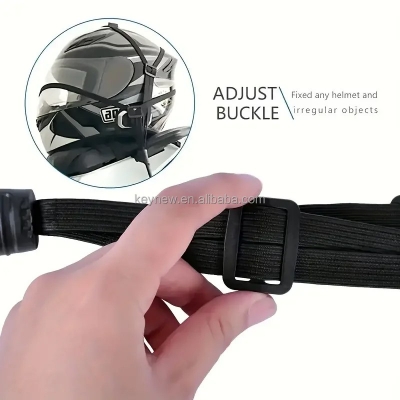 Picture of 1 Pcs Motorcycle Helmet Straps 60CM Hooks Luggage Retractable Elastic Rope Fixed Helmet Net Motorbike Accessories Black 