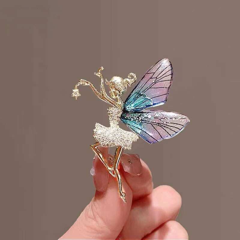 Picture of Doll Butterfly Brooch Butterfly Fairy Brooch Hijab Pin for Girls and Women or sharee pinn Blue 