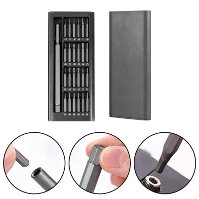 Picture of 24 in 1 precision magnetic screw driver bits repair multi-set mobile phone repair and disassembly screwdriver Tool set Black 
