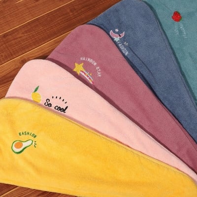 Picture of 1 Pcs Women Soft Microfiber Towels Shower Cap Towel Bath Hats for Women Dry Hair Cap Quick Drying Soft for Lady Turban Head Girl Towel  
