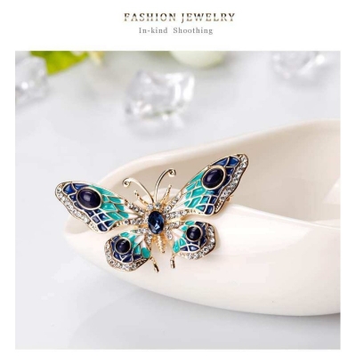 Picture of Drop oil green butterfly brooch Hijab Safety Pin For Girls Women Green 