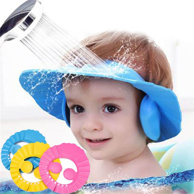 Picture of 2 Pcs Baby Shower Caps Adjustable Hair Wash Hat Cute Cartoon Baby Bath Visor Baby Care Wash Hair Shower Waterproof Kids Ear Shower Cap Multicolor 