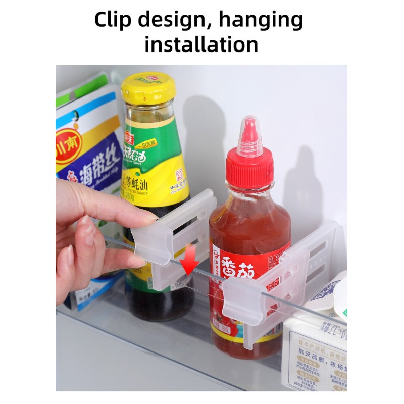 Picture of 10 Pcs Telescopic Divider Kitchen Refrigerator Small Items Food Storage Partition Free Adjustment Snap-on Grid Clip Transparent 