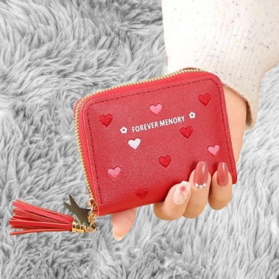 Picture of Ladies Mini Tassel Wallet or Women Wallets Zipper Pu Leather Coin Purse or Mini Key Chain Small Wallet Multi-Card Bit Card Holder Card Holder  