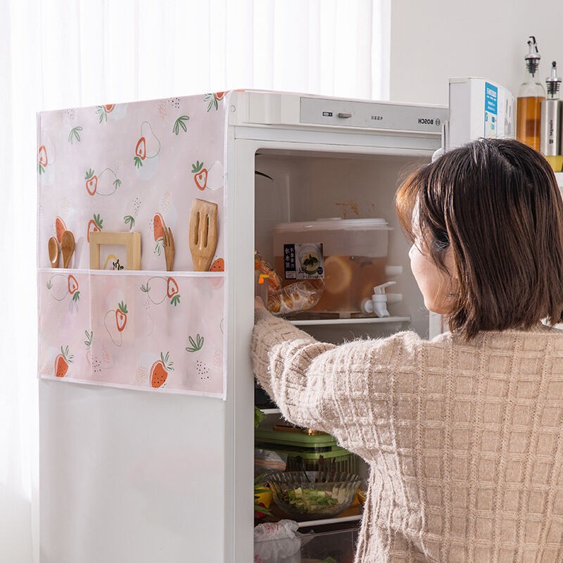 Picture of Dustproof Fridge Cover - Multifunctional Waterproof Refrigerator Cover/ Dustproof Fridge Cover With Storage Bags - Waterproof Refrigerator Dust Cover  
