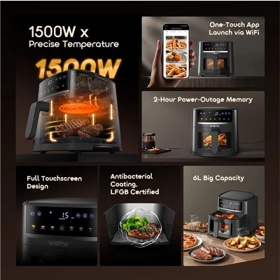 Picture of Oraimo Nutri Fry S1 Ultra Wi-Fi Controll 6L 1500W Air Fryer-(OAF-521A)