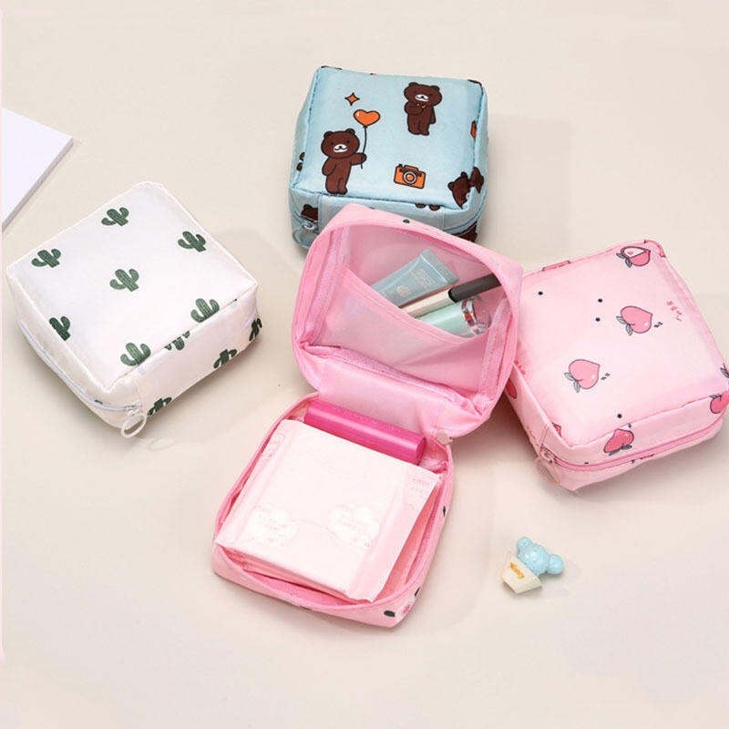 Picture of 1 Pcs Multifunction Travel Portable Mini Sanitary Napkin Cosmetic Bags Make Up Coin Purse Money Card Lipstick Storage Pouch for Women Multicolor 