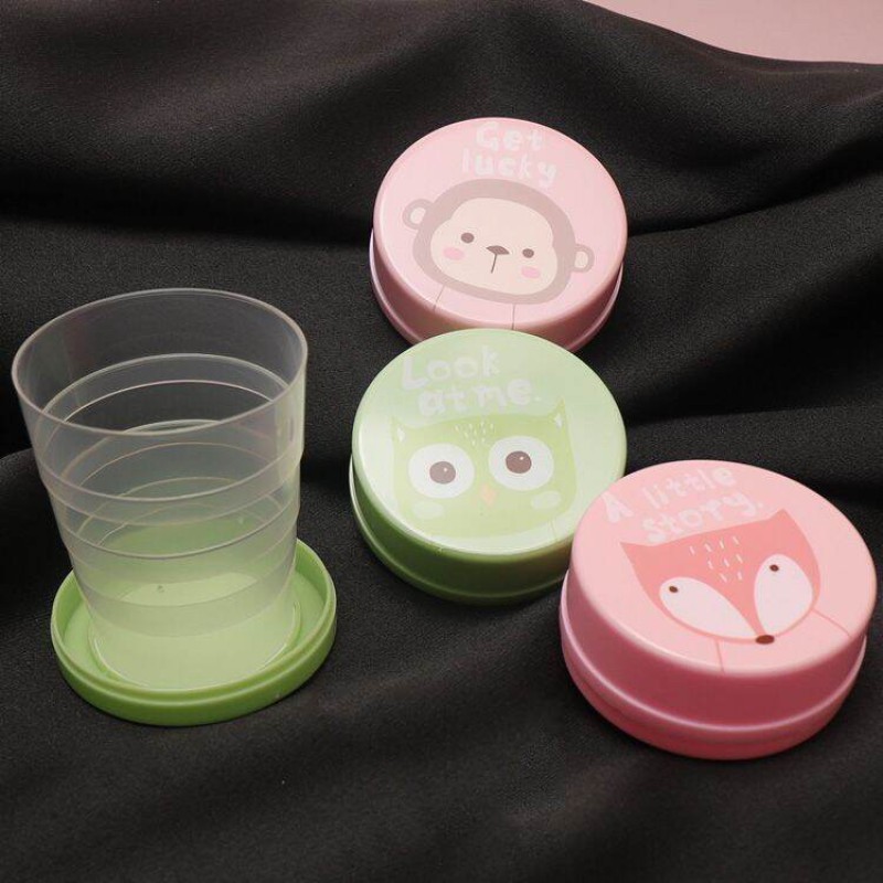 Picture of 1 Pcs Outdoor Portable Foldable Water Telescopic Cartoon Travel Cup - 120ml Mini Portable Cartoon Water Drinking Glass for Kids Multicolor 