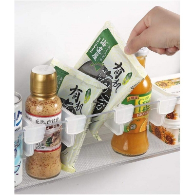 Picture of Telescopic Divider Kitchen Refrigerator Small Items Food Storage Partition Free Adjustment Snap-on Grid Clip  