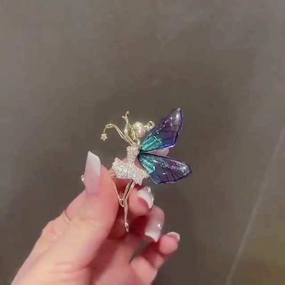 Picture of Doll Butterfly Brooch Butterfly Fairy Brooch Hijab Pin for Girls and Women or sharee pinn Blue 