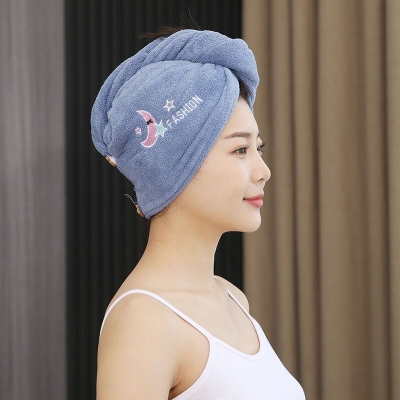 Picture of 1 Pcs Women Soft Microfiber Towels Shower Cap Towel Bath Hats for Women Dry Hair Cap Quick Drying Soft for Lady Turban Head Girl Towel  
