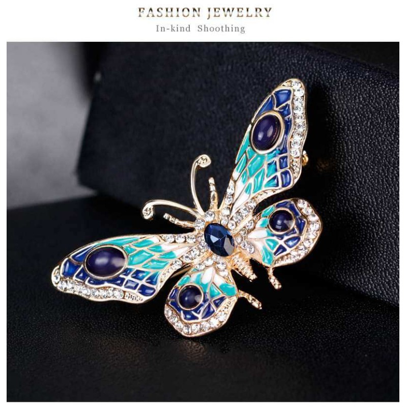 Picture of Drop oil green butterfly brooch Hijab Safety Pin For Girls Women Green 