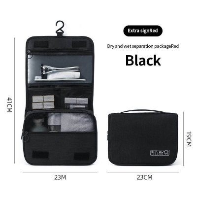 Picture of Large capacity portable bathroom hanging washbag cosmetic makeup storage mens travel toiletry bag with hook  