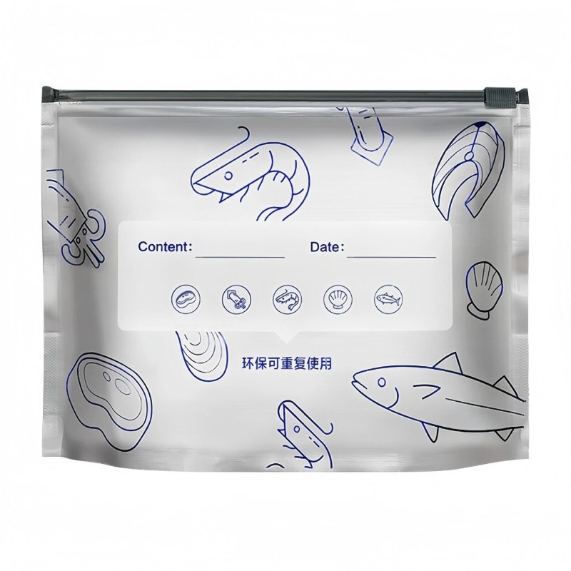 Picture of 15 Pcs combo Fresh Keeping Frozen Food Packaging Pouches Aluminum Foil Ziplock Freezer Bags for Meat Sea Food Fish Chicken Vegetable Fruit Grey 