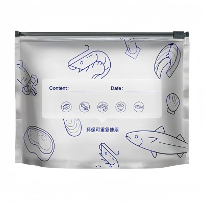 Picture of 15 Pcs combo Fresh Keeping Frozen Food Packaging Pouches Aluminum Foil Ziplock Freezer Bags for Meat Sea Food Fish Chicken Vegetable Fruit Grey 