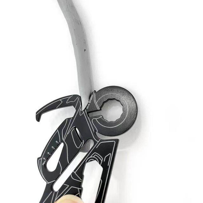 Picture of 18-in-1 Super Card Fish Shape Stainless Steel Multi-Function Keychain - Credit Card Size Promotional Gift Black 