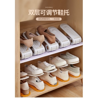Picture of 2 Pcs Adjustable Shoe Racks Double Layer Shoe Storage Organizer Space Saving Household Items  
