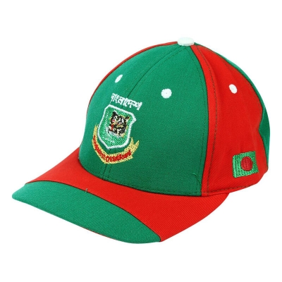 Picture of Bangladesh Cricket Supporter Cap Embroidered Tiger Logo Adjustable Snapback Baseball Hat Green Red National Flag Color Cotton Sports Cap for Men Women Youth Outdoor Travel Cricket Match Fan Accessories - One size
