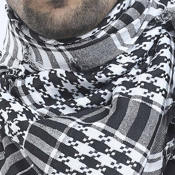 Picture of Premium Head Cover Factory Direct Supply Set A Arab scarf Soft Cotton Cloth Comfortable Winter Fabric Haji Rumal Gamcha Hijab Muslim Busana Nice Design Islamic Item Tie Cap Hazi Pagri Towel Men Women Hejab Tupi Hat for all Black & Red Color (One size)