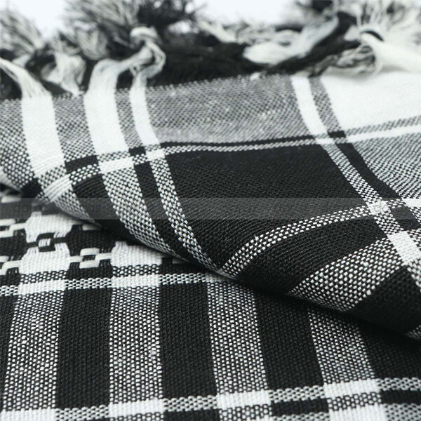 Picture of Premium Head Cover Factory Direct Supply Set A Arab scarf Soft Cotton Cloth Comfortable Winter Fabric Haji Rumal Gamcha Hijab Muslim Busana Nice Design Islamic Item Tie Cap Hazi Pagri Towel Men Women Hejab Tupi Hat for all Black & Red Color (One size)
