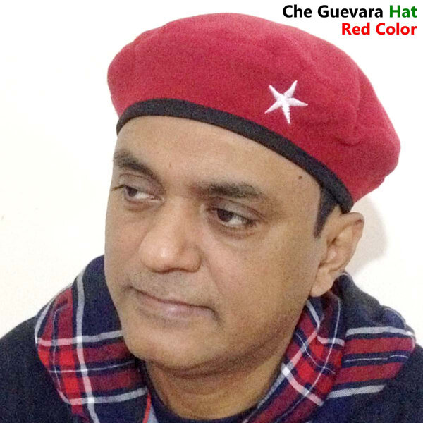 Picture of Che Guevara Popular Hat Factory Direct Supply Cuban Revolutionist Cotton Fabric Autumn And Winter Star Badge Military Cap Fancy Dress Party Accessory All-Match for Men Women Sports Fashion Item Black/Red Color (One size)