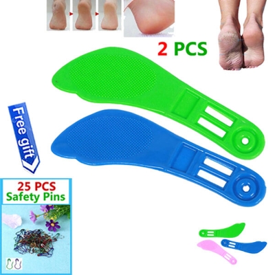 Picture of 2 PCS Foot Care Brush Multiple Uses Calluses Dead Skin Remover Scrubber Relief File or Pedicure Paddle Accessories Tools Stationary item Multicolor for all Combo (25 PCS Safety Pins Free Gift)
