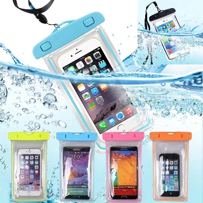Picture of Universal Waterproof Mobile Pouch Bag protect your personal cell phone credit card and money for rainy day Cover With Lanyard Underwater Swimming Diving Snow Rain forest Transparent Dry PVC Ultimate Touch screen Cases Multicolor