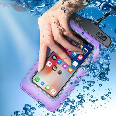 Picture of Universal Waterproof Mobile Pouch Bag protect your personal cell phone credit card and money for rainy day Cover With Lanyard Underwater Swimming Diving Snow Rain forest Transparent Dry PVC Ultimate Touch screen Cases Multicolor