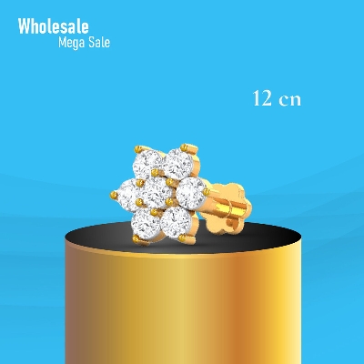 Picture of 24k Gold Water Drop Diamond Cut Seven Stone Nose Pin -12cn Wedding Engagement Bridal Jewelry Gift Item for Female Party Nakful White Color